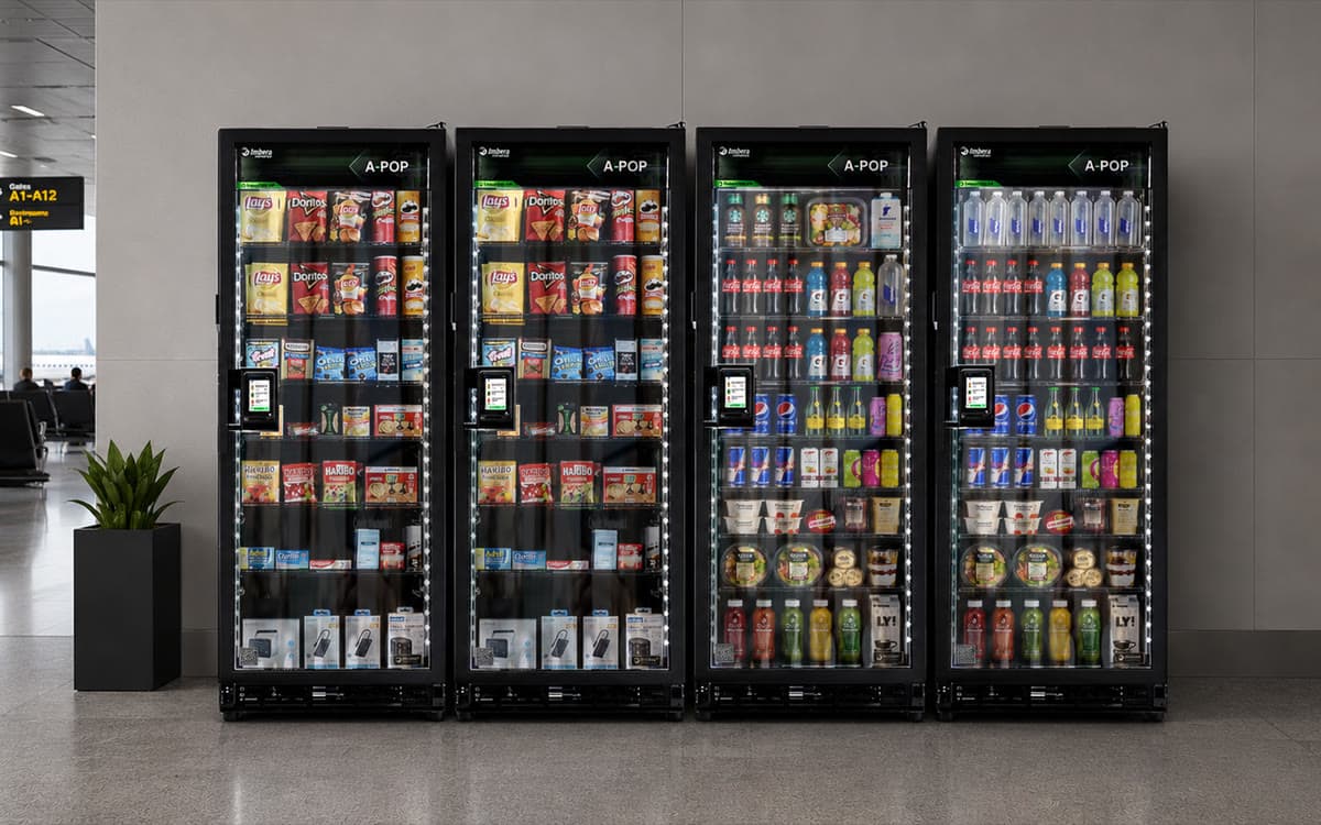 Four fully stocked A-POPs at an airport gate